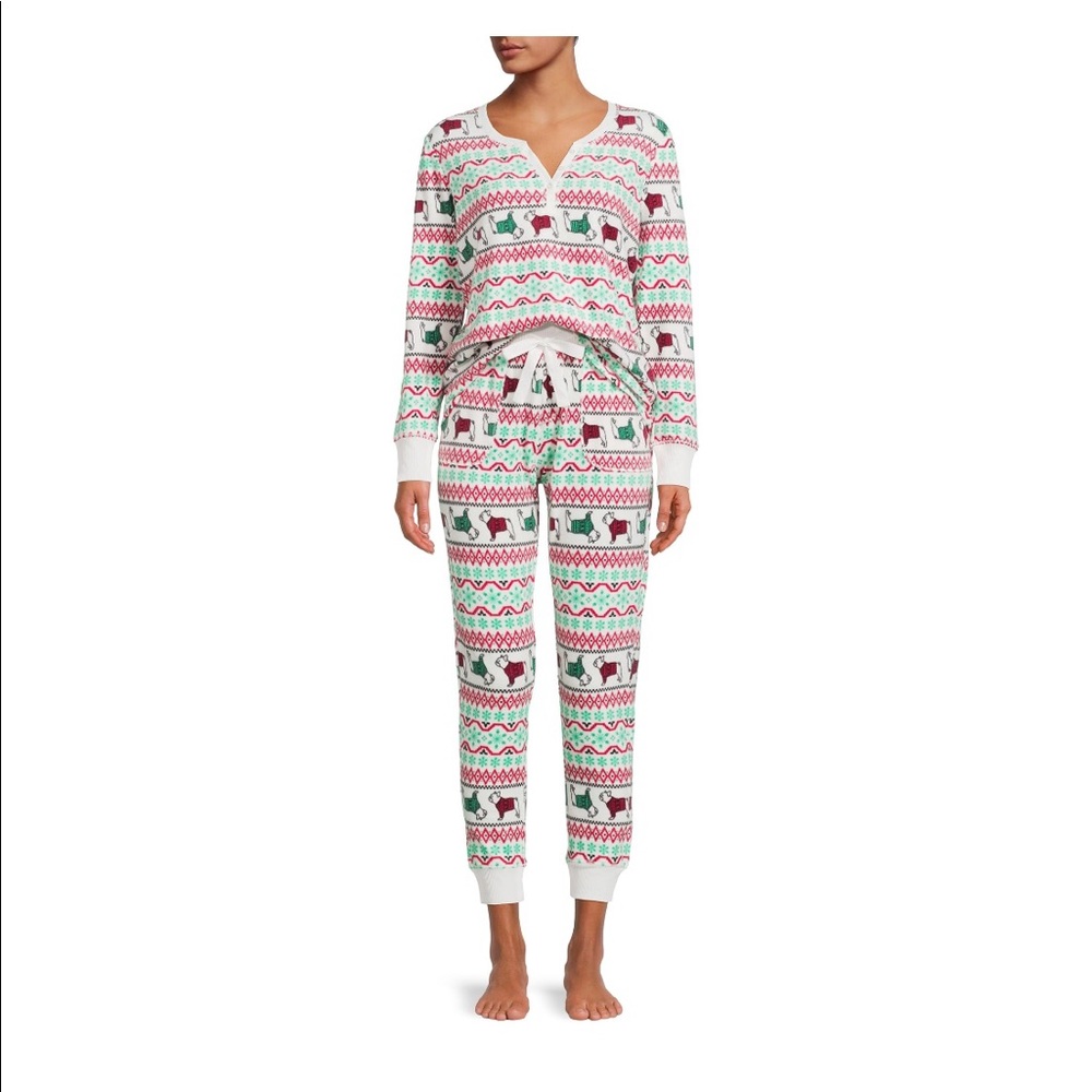 Womens Jaclyn Intimates Christmas Dog PJs Super Soft Fleece Size Large N…